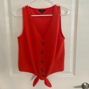 J. Crew Sleeveless V-neck Top with Buttons, Orange, Women's XS